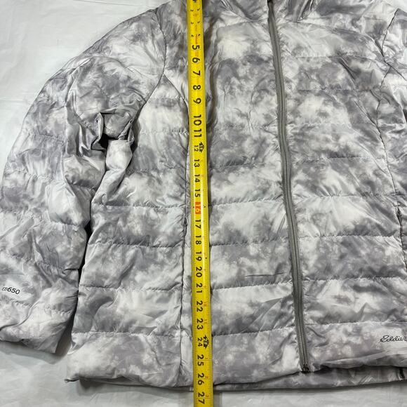 Eddie Bauer EB650 Down Puffer Jacket Women’s 2XL Gray Hooded Full Zip - Picture 2 of 10